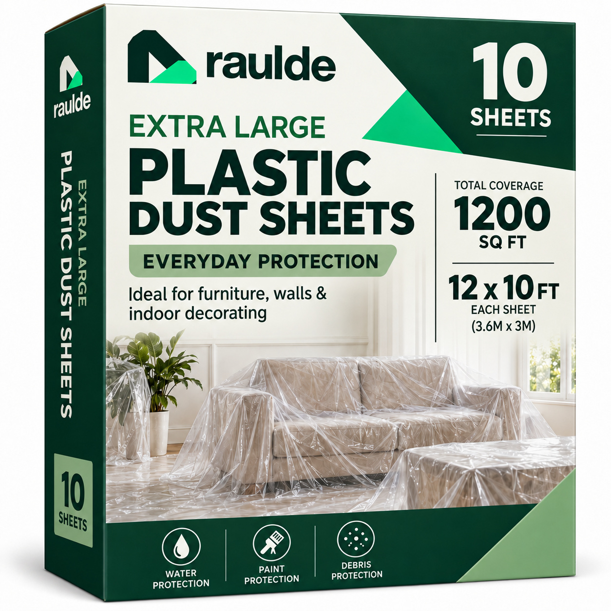 Light plastic dust sheets, 10 pack